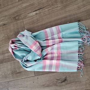 Burberry like blue scarf,  cashmere feeling